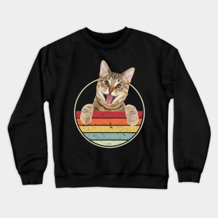 Funny Cat Retro Cat Owner Cat Mom Cat Dad Crewneck Sweatshirt